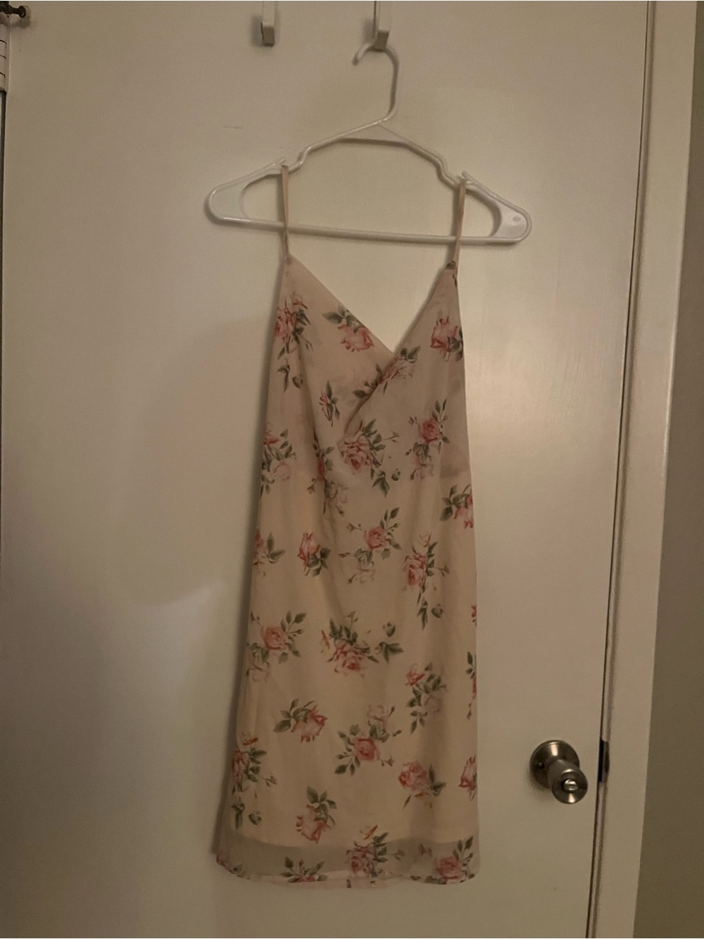 Princess Polly Cream Slip Dress with Pink Rose Print